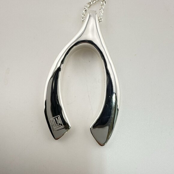 Robert Lee Morris RLM Necklace Wishbone Modernist White Bronze Pendant QVC - Picture 8 of 12